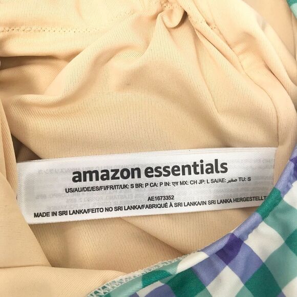 Amazon Essentials Blue Green Gingham One Piece Bathing Swim Suit - Picture 13 of 15